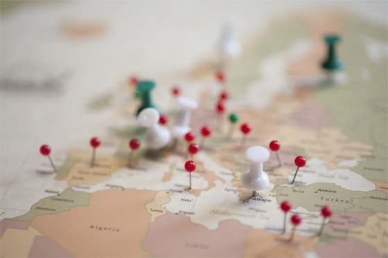 Pins in map