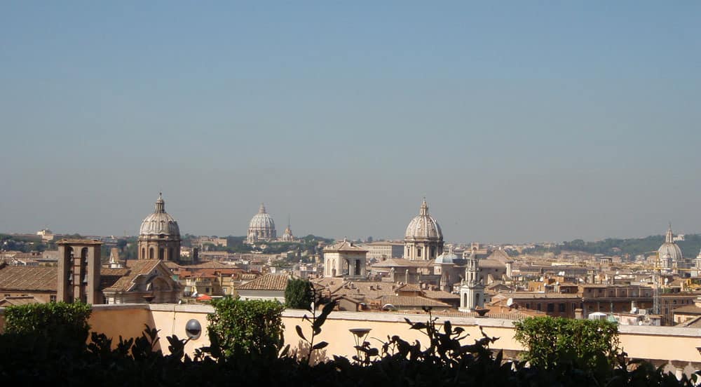 The outdoor terrace's view of Rome