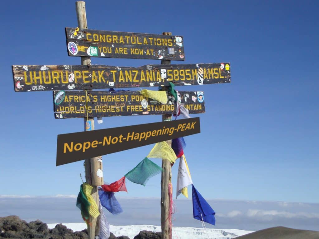Mt. Kili not happening