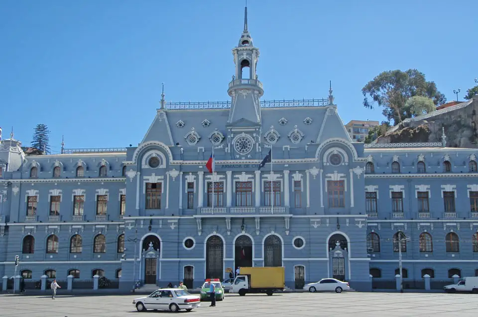 The Naval Administration Building in Valparaiso's port.