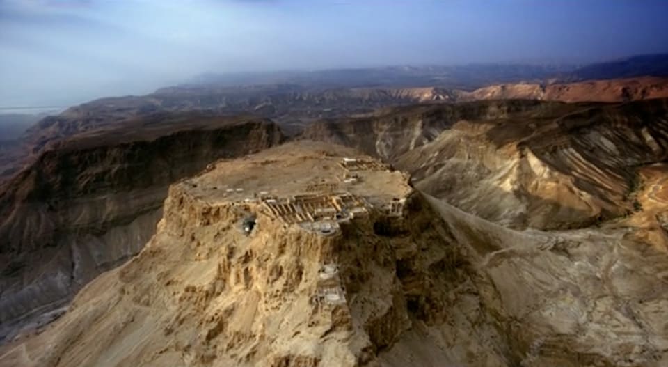 An aerial view of Masada, an hour outside Jerusalem