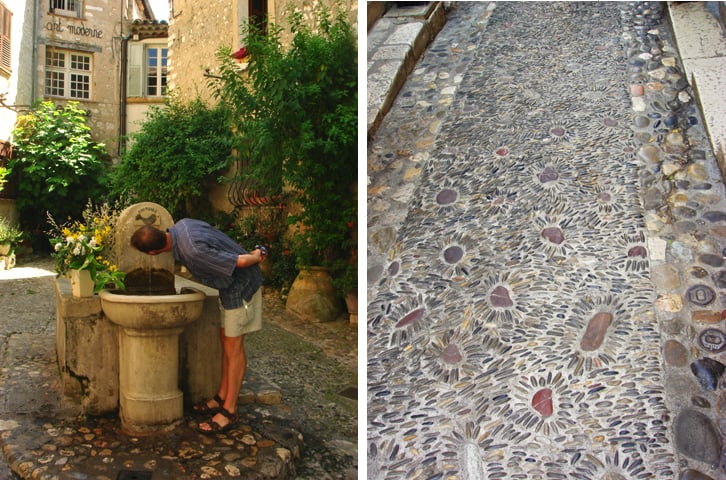 Drinking fountain in the cobbled streets of St. Paul de Vence