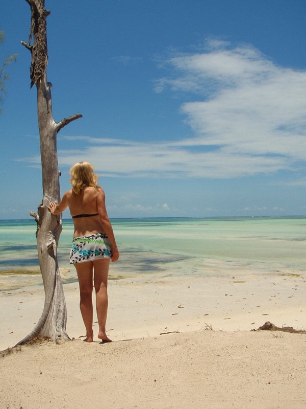 The tide at Pongwe Beach in Zanzibar would recede a kilometre or more from shore