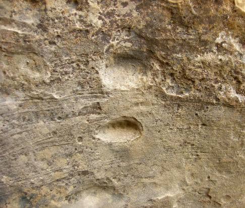 Carved depressions used as toe and hand holds