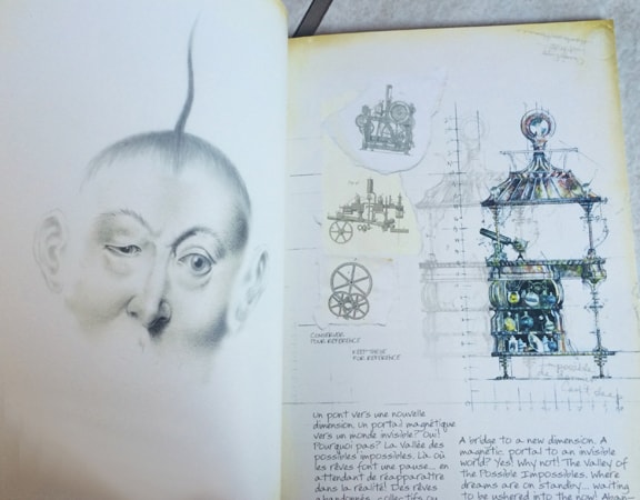 Sketches tell the story of the elements and characters within the fantasy world.