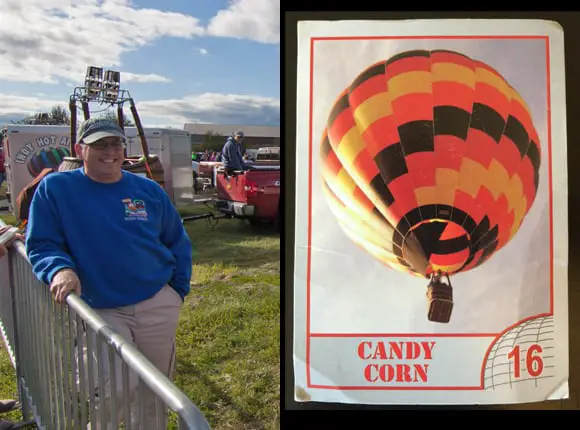Tom Jones, and his calling card from Candy Corn, the balloon he was crewing.