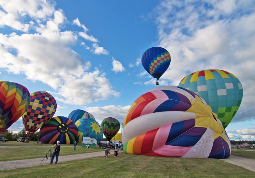 It only takes minutes to inflate the balloons - made with 'ripstop' nylon fabric that weighs about 200 pounds