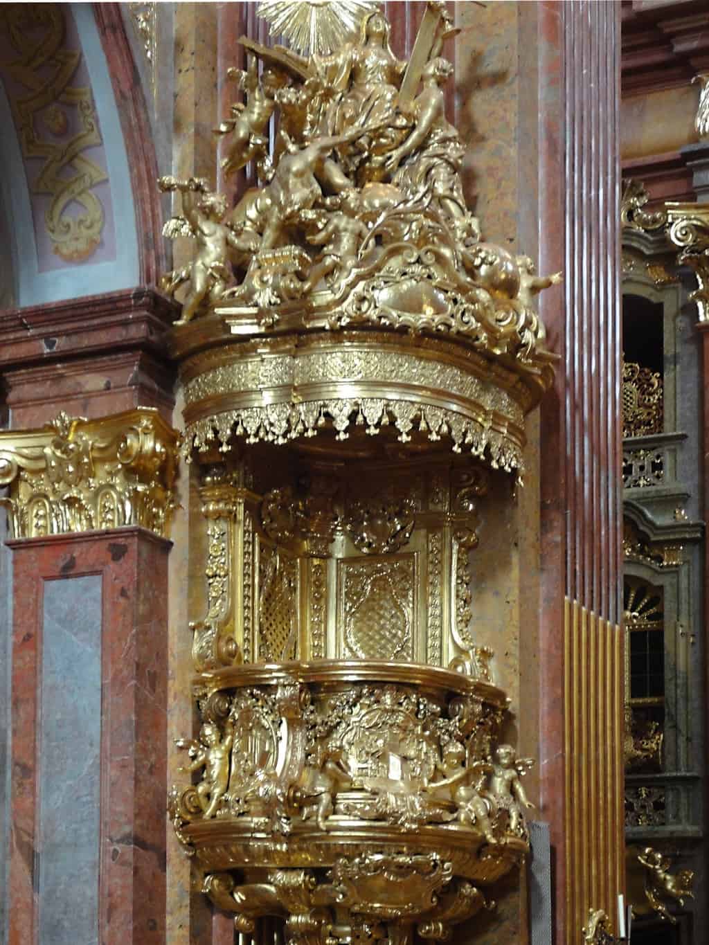 The gilt pulpit at Melk Abbey. Photo: Wikipedia
