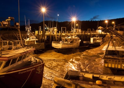 New Brunswick Alma low tide boats at night