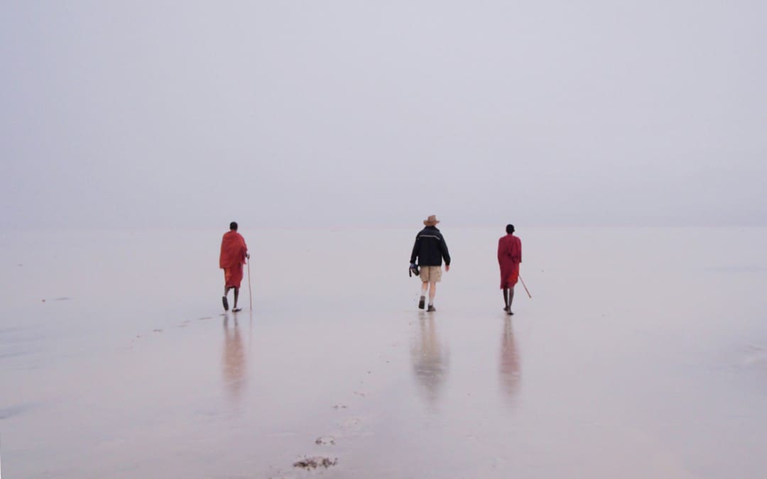 Walking Into the Pink at Lake Manyara, Tanzania