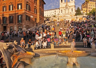 Rome Spanish Steps with fountain in foreground