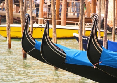 Venice gondolas lined up