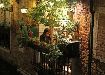 Venice cafe at night