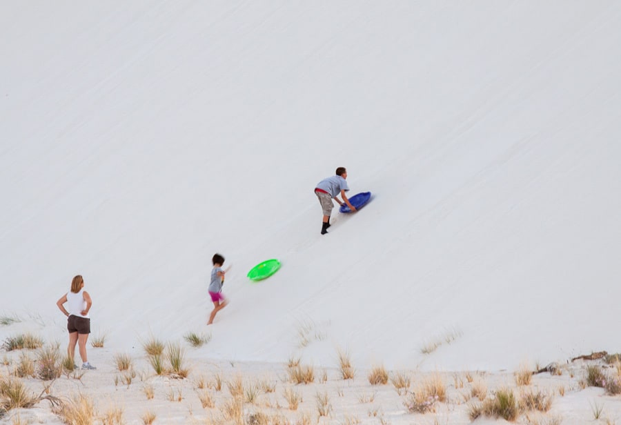 Kids can borrow saucers from the Park's Visitor Centre to slide down the dunes.