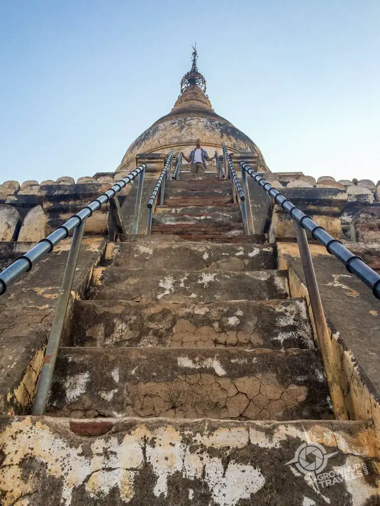 The steep climb up a Bagan pagoda