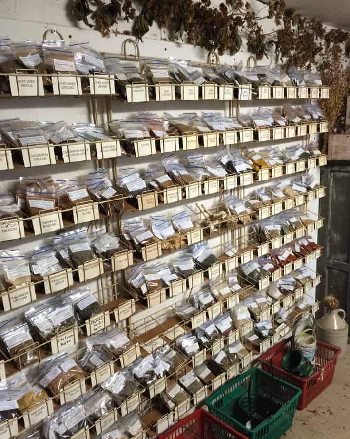 Some of the 1500 herbs and dry rubs at Green