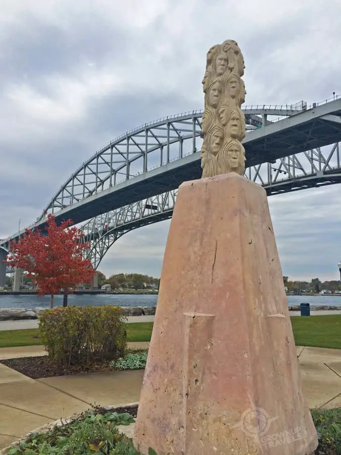 Sarnia's Native Souls Aboriginal memorial near the Blue Water Bridge where a Chippewa village once stood.