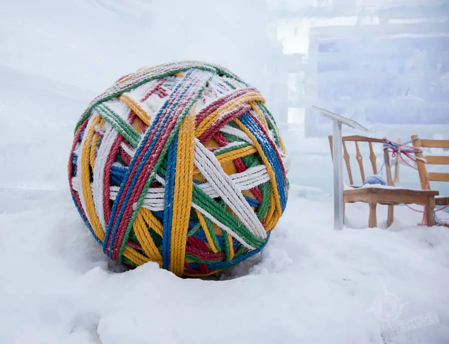 Giant yarn ball, winter carnaval