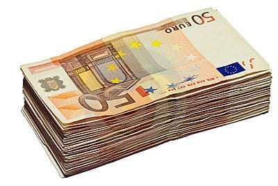 Euros stacked