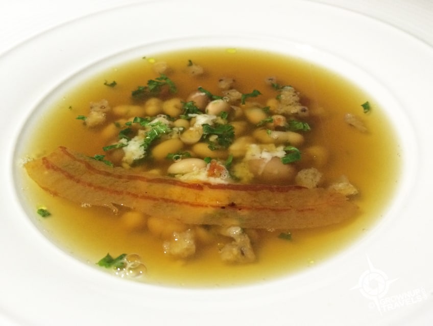 Wild mushroom soup with guanciale