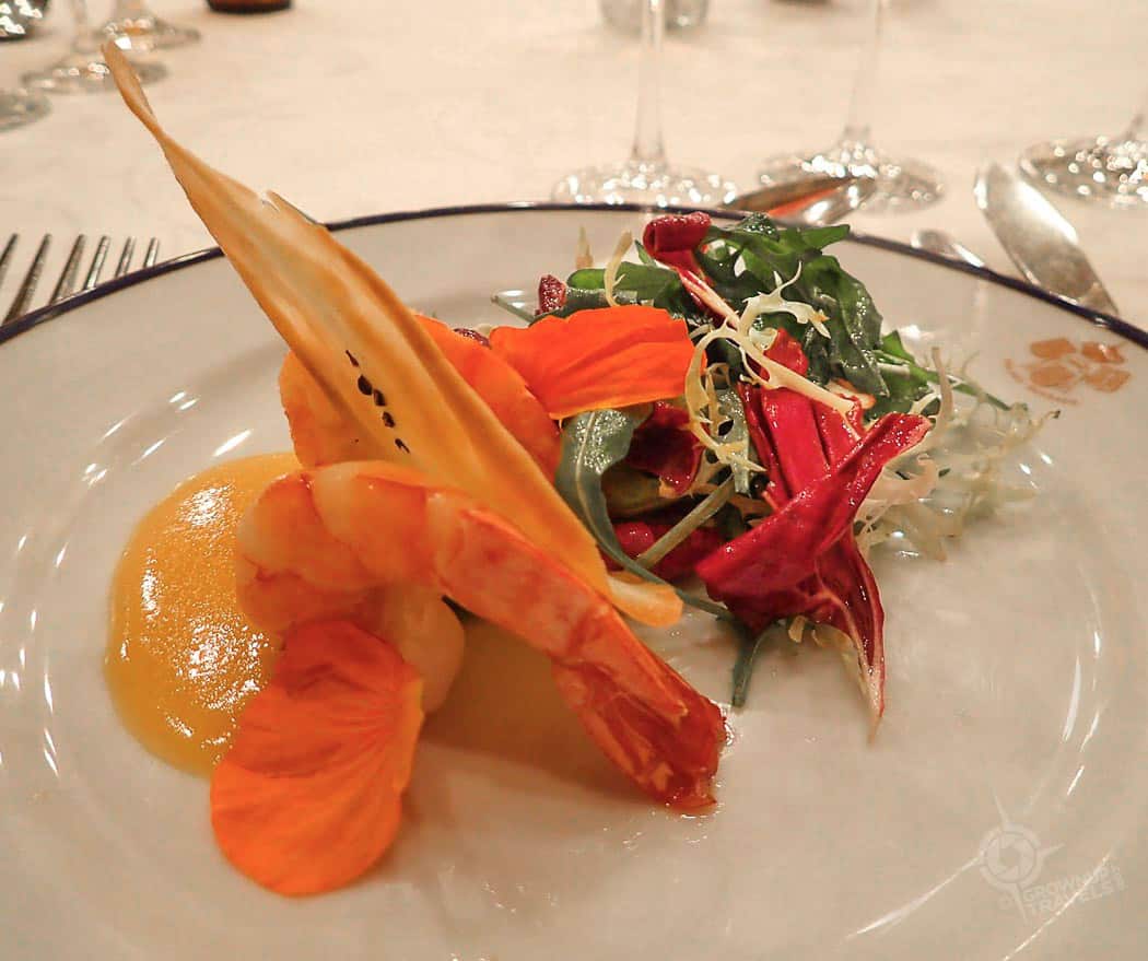 Shrimp appetizers at Bussaco Palace restaurant