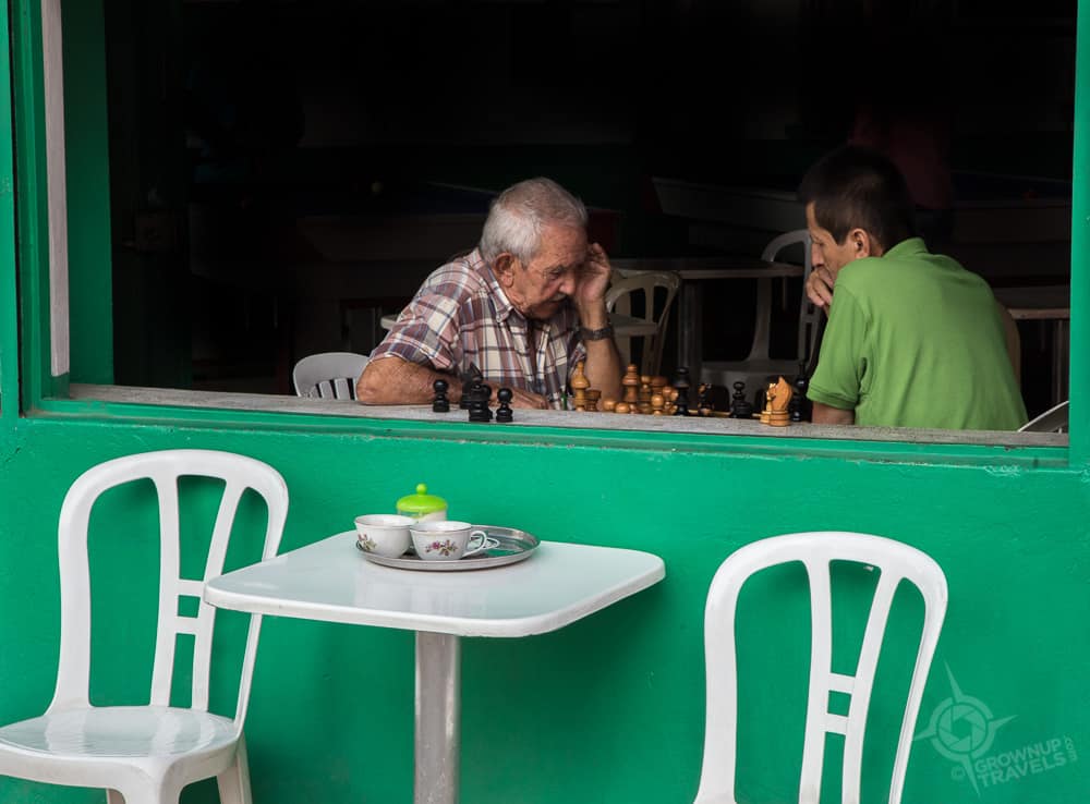 Jardin chess players