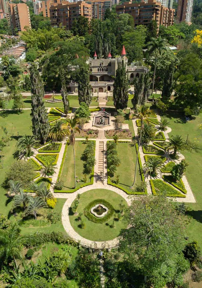 Museo El Castillo Medellin from drone