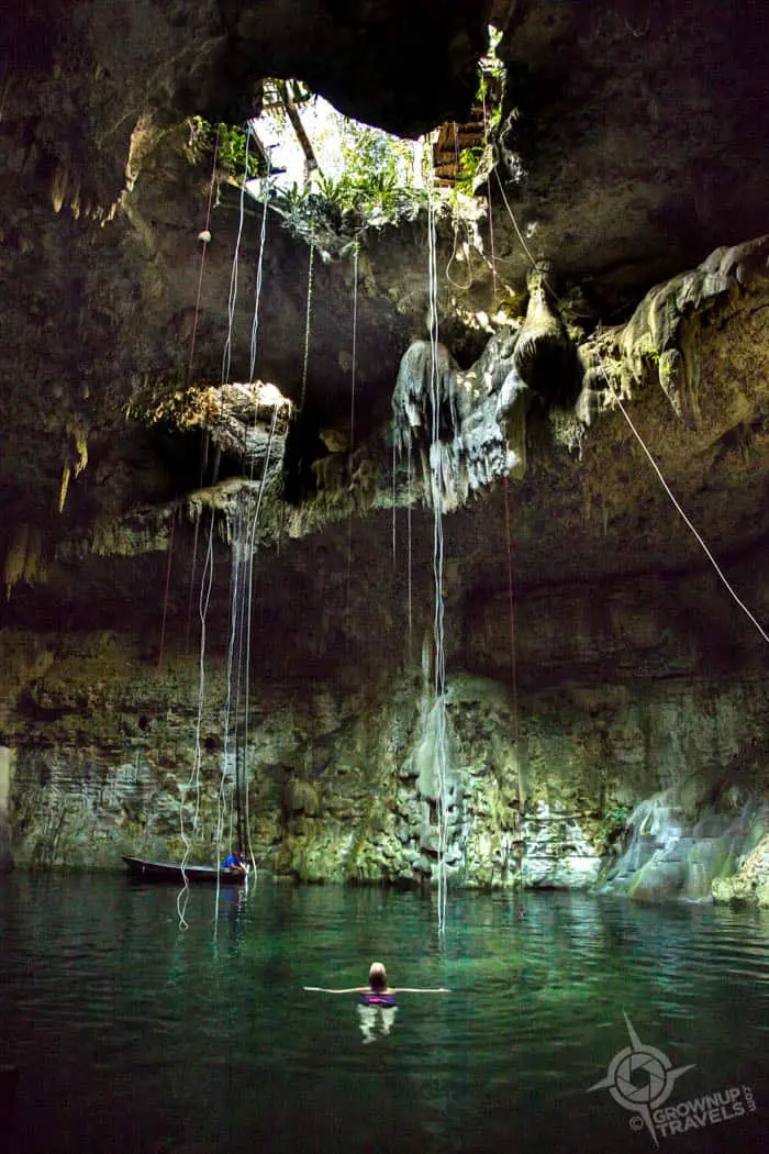 jane swimming Cenote Maya