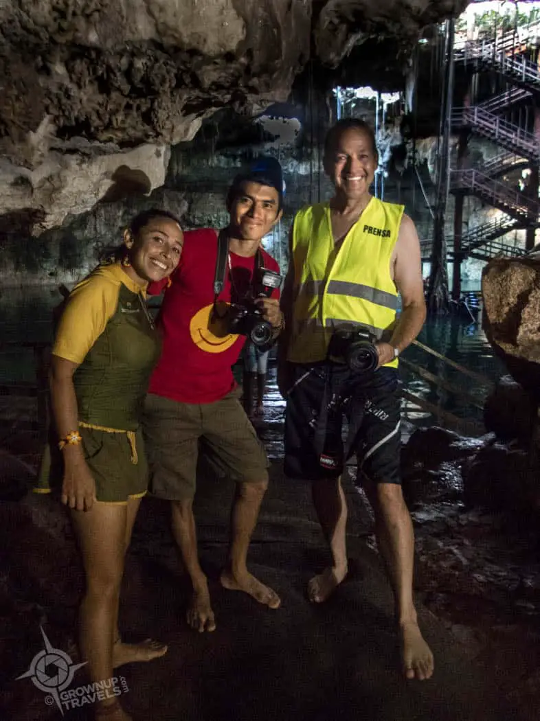 Guide Tita, photographer and Henk Cenote Maya