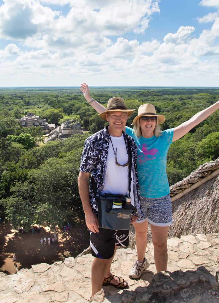 Jane and Henk top of Acropolis Ek Balam