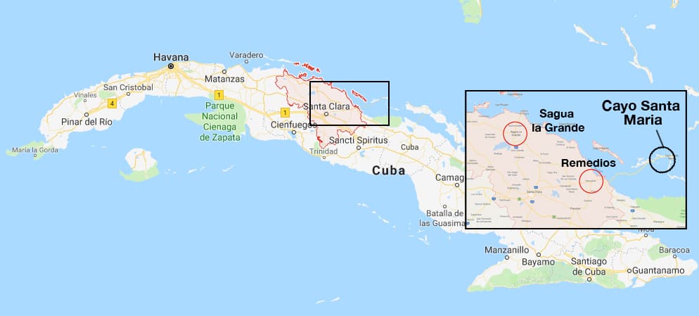 Cuba Map Historic towns