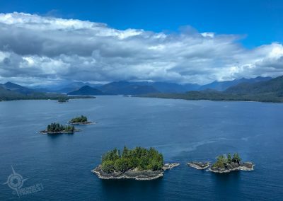 Islands in Clayoquot Sound helicopter view