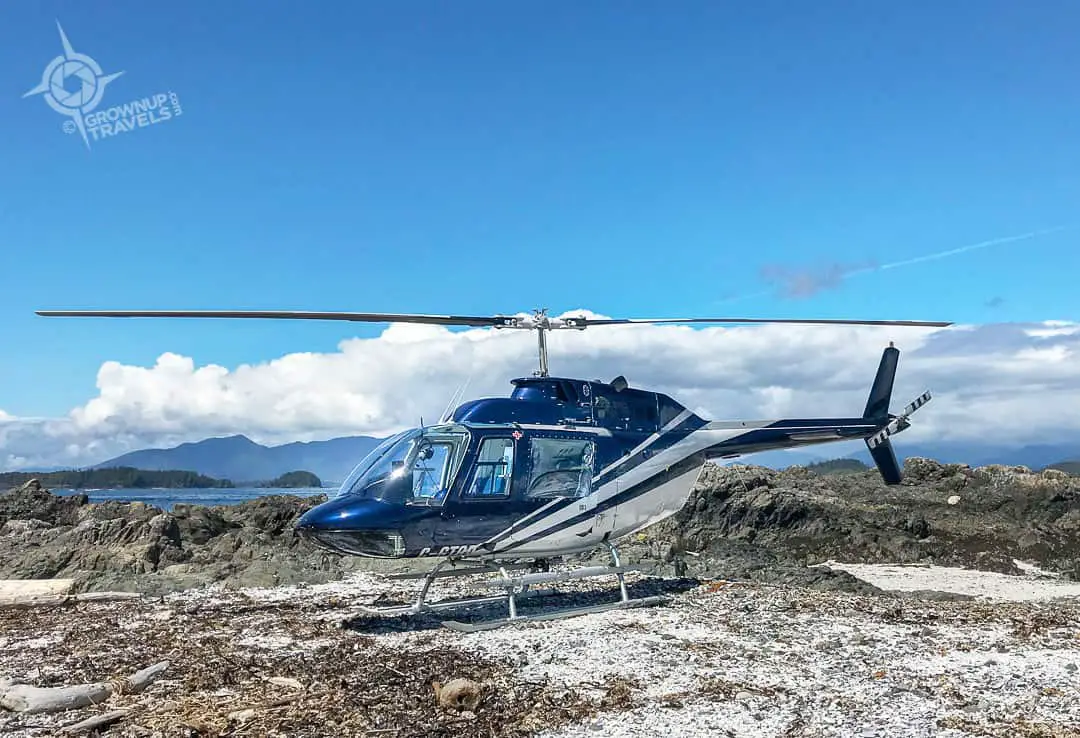 Atleo Air helicopter on Tree Island Tofino