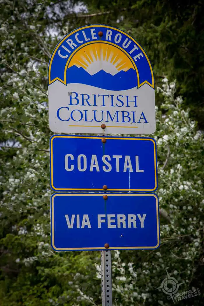 BC Coastal Route via Ferry Sign