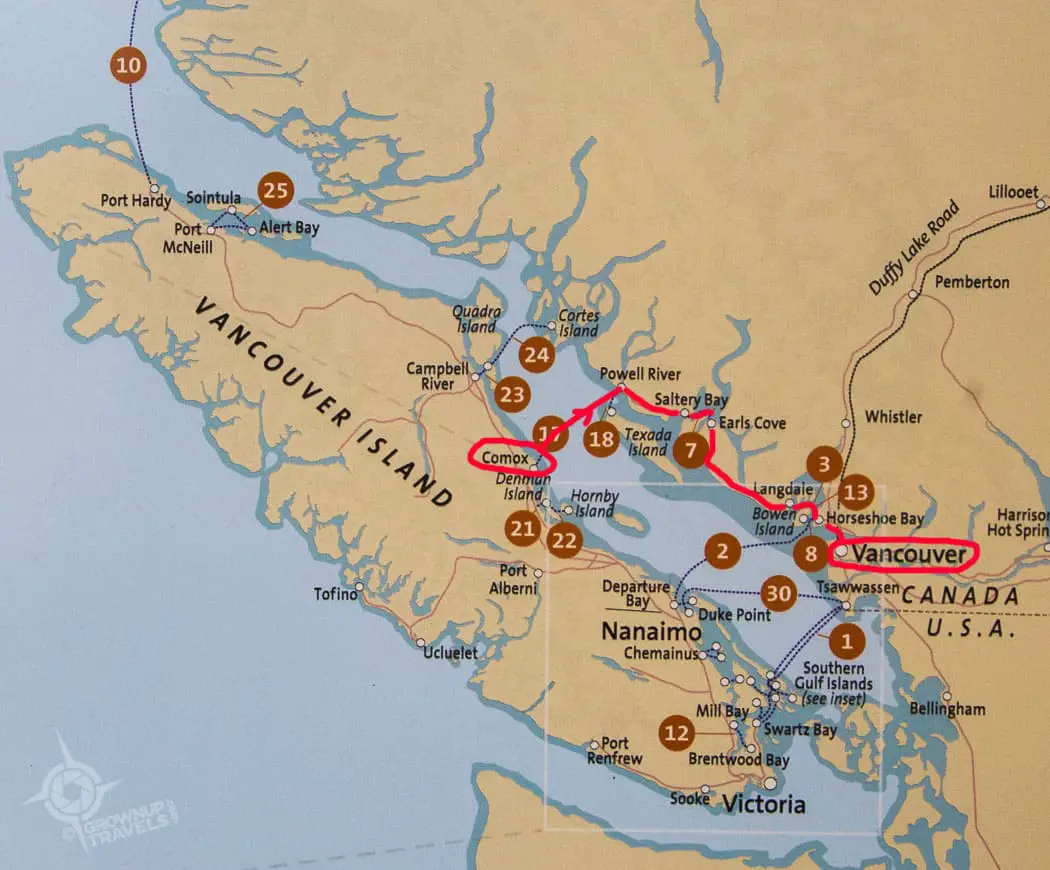 Our BC Ferries Route