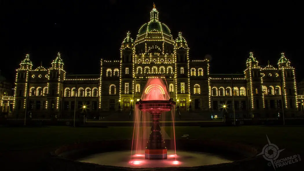 British Columbia Legislature night Victoria
