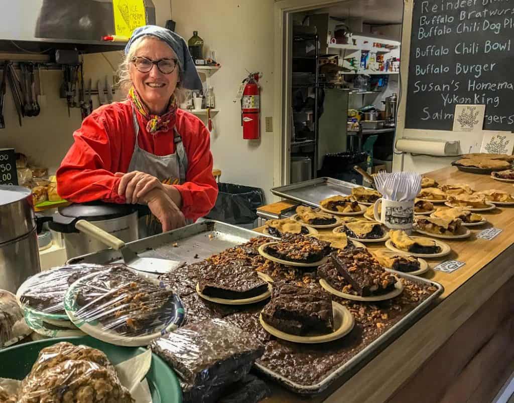 Susan Wiren in her Chicken Alaska cafe