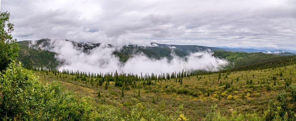 Mist rising top of the world highway yukon