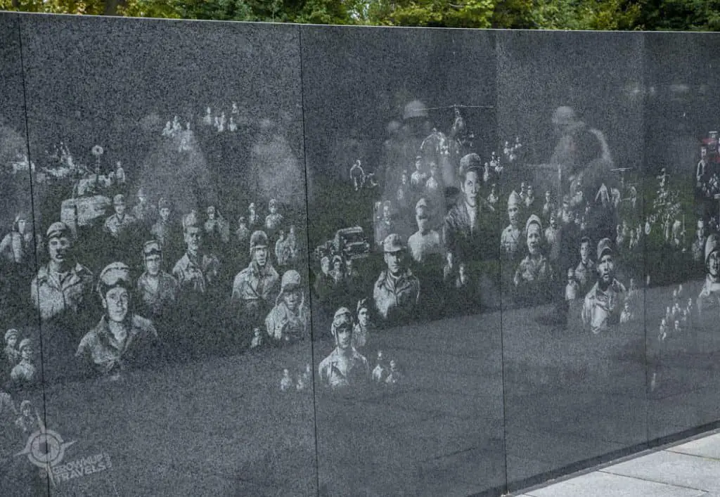 Korean War Memorial etched figures on wall