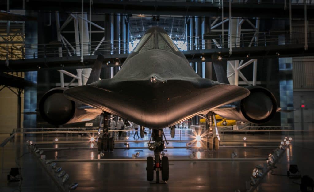 Front view of Lockheed Blackbird aircraft
