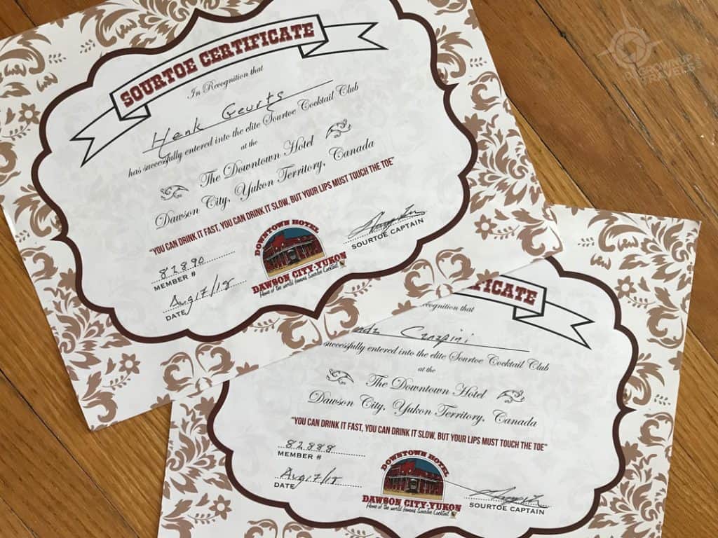 SourToe Cocktail Certificates