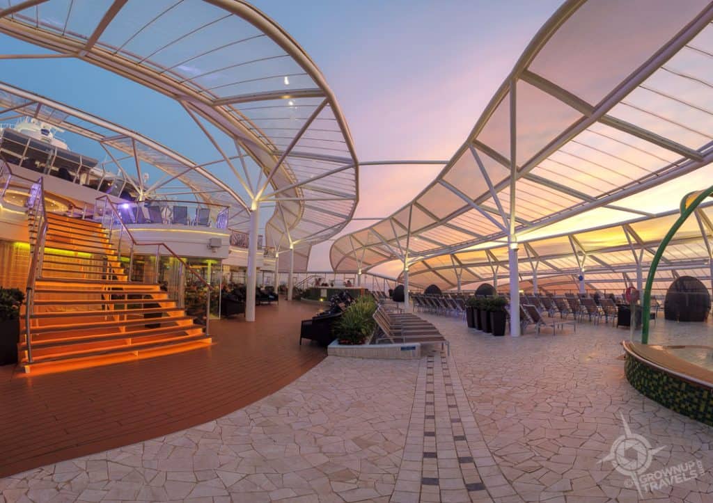 The Solarium at sunset on the Harmony of the Seas