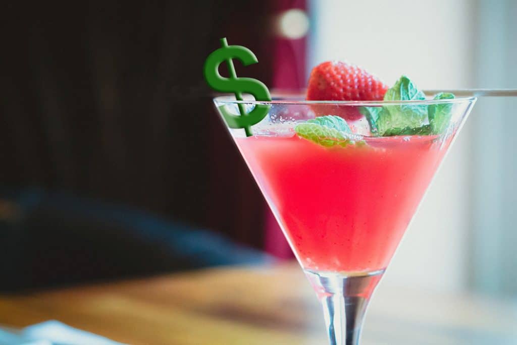 cosmopolitan with dollar garnish