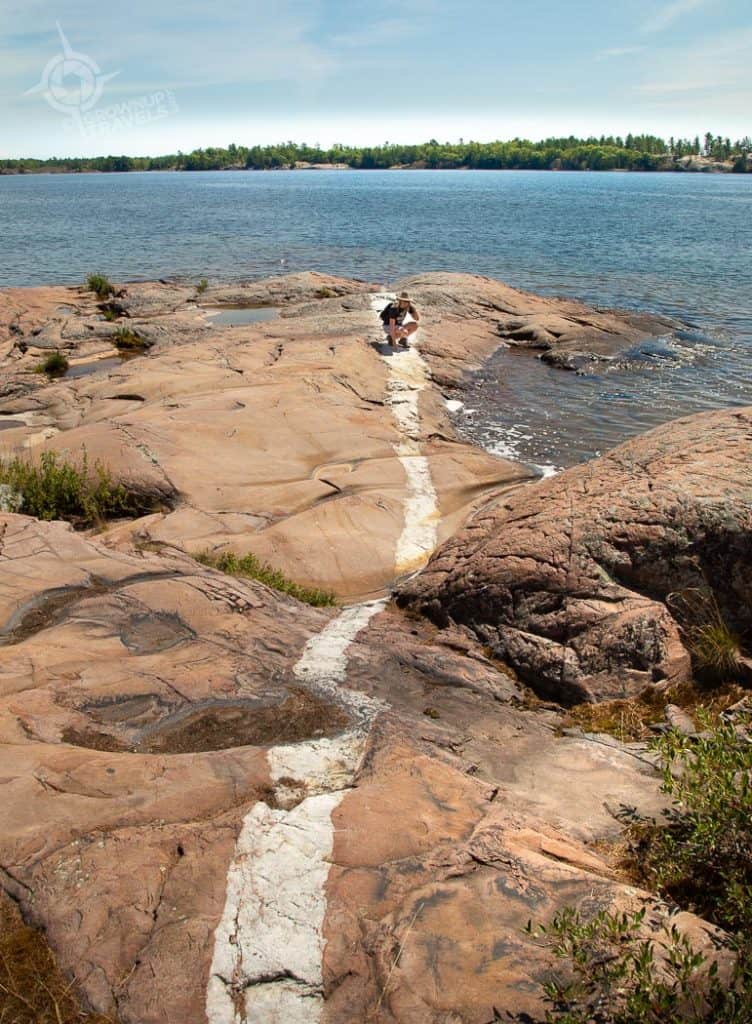 White quartzite vein in Georgian Bay granite