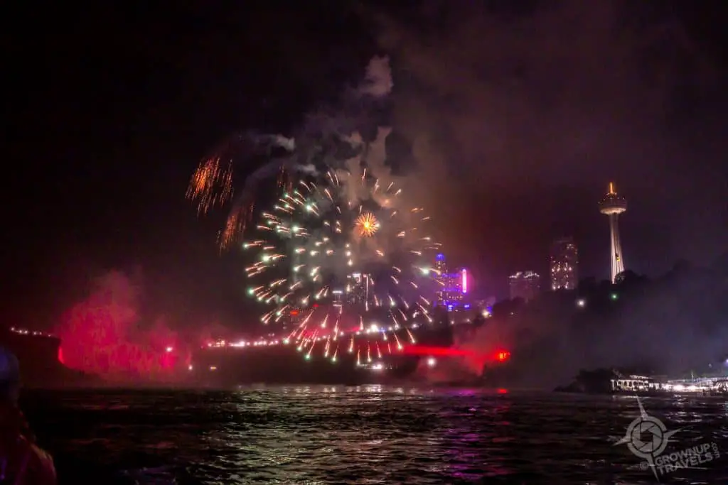 Niagara Falls fireworks from Honblower boat