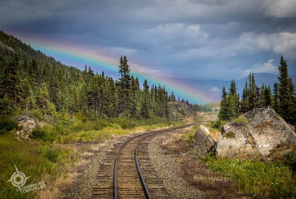 Rainbow over tracks near Fraser BC