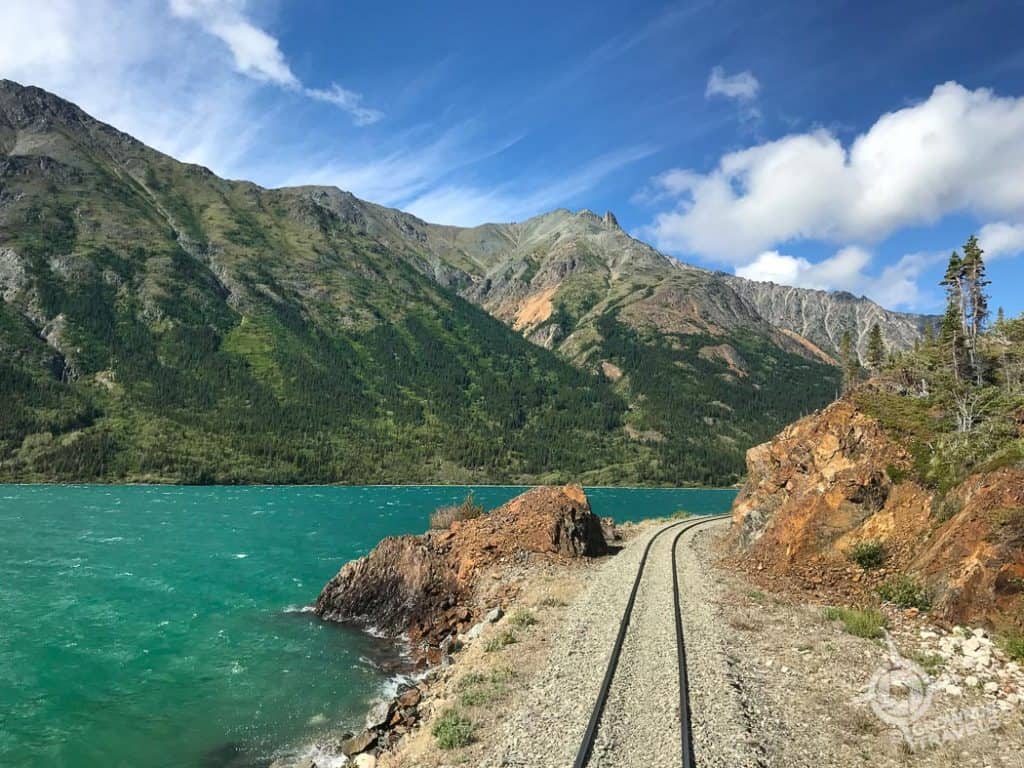 Train tracks beside Bennett Lake Yukon