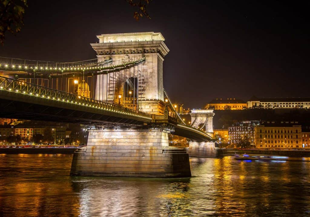 Budapest Chain Bridge at night