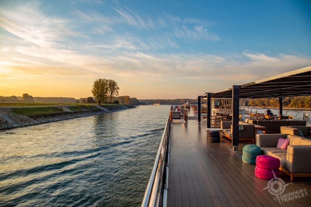 Crystal Mahler River Cruise sunset on deck