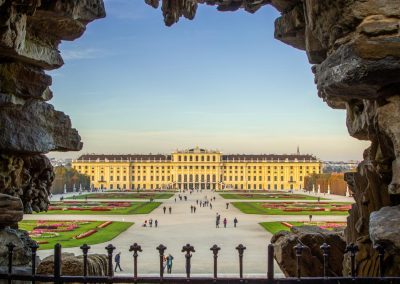 Vienna Austria Schönbrunn Palace rear through statue